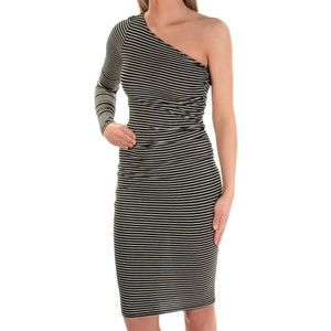 Bar III One-Shoulder Bodycon Dress Black Combo /CB